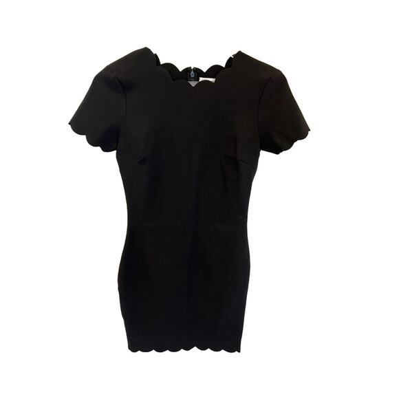 Likely Little Black Dress Scalloped Trim Short Sleeve Fitted Mini Party Cocktail - Picture 1 of 6